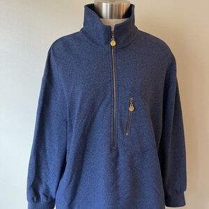 St John Sport Heather Blue 1/2 Zip Sweatshirt Sz L